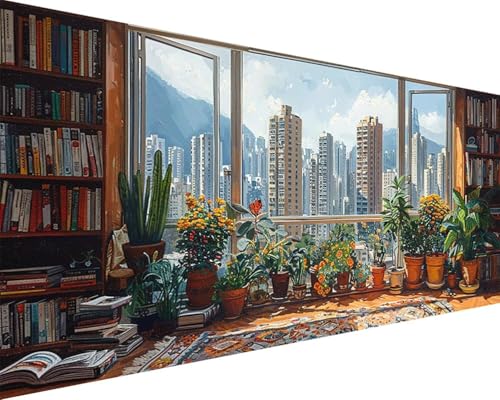 Malen Nach Zahlen Fensterbank Malen Nach Zahlen Erwachsene Stadt Paint by Numbers Kits mit 3 - Pinseln und Acrylfarben Handgemalt Ölgemälde Farbige Leinwand Set, Geschenke für Frauen 30x60cm x3-262 Malen Nach Zahlen Fensterbank Malen Nach Zahlen Erwachsene Stadt Paint by Numbers Kits mit 3 - Pinseln und Acrylfarben Handgemalt Ölgemälde Farbige Leinwand Set, Geschenke für Frauen 30x60cm x3-262 von BAIYAACO