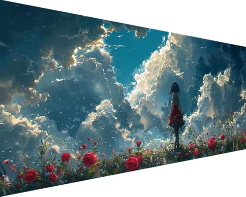Malen Nach Zahlen Karikatur Malen Nach Zahlen Erwachsene Landschaft Paint by Numbers Kits mit 3 - Pinseln und Acrylfarben Handgemalt Ölgemälde Farbige Leinwand Set, Geschenke für Frauen 40x80cm i3-289 von BAIYAACO