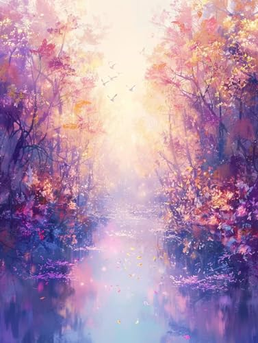 Malen Nach Zahlen Landschaft Malen Nach Zahlen Erwachsene Baum Paint by Numbers Kits mit 3 - Pinseln und Acrylfarben Handgemalt Ölgemälde Farbige Leinwand Set, Zimmer Deko 70x95cm (ohne Rahmen) -e3Z von BAIYAACO