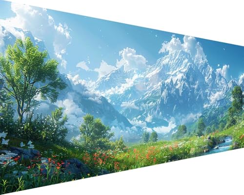 Malen Nach Zahlen Landschaft Malen Nach Zahlen Erwachsene Berg Paint by Numbers Kits mit 3 - Pinseln und Acrylfarben Handgemalt Ölgemälde Farbige Leinwand Set, Geschenke für Frauen 100x200cm h3-167 von BAIYAACO