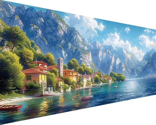 Malen Nach Zahlen Landschaft Malen Nach Zahlen Erwachsene Berg Paint by Numbers Kits mit 3 - Pinseln und Acrylfarben Handgemalt Ölgemälde Farbige Leinwand Set, Geschenke für Frauen 100x200cm p3-19H von BAIYAACO