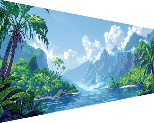 Malen Nach Zahlen Landschaft Malen Nach Zahlen Erwachsene Berg Paint by Numbers Kits mit 3 - Pinseln und Acrylfarben Handgemalt Ölgemälde Farbige Leinwand Set, Geschenke für Frauen 30x60cm w3-12G von BAIYAACO