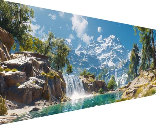 Malen Nach Zahlen Landschaft Malen Nach Zahlen Erwachsene Berg Paint by Numbers Kits mit 3 - Pinseln und Acrylfarben Handgemalt Ölgemälde Farbige Leinwand Set, Geschenke für Frauen 50x100cm v3-210 von BAIYAACO