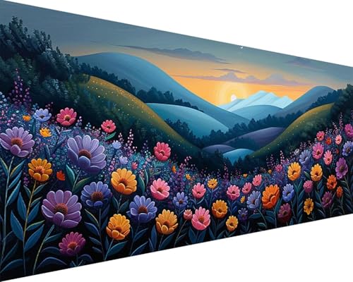Malen Nach Zahlen Landschaft Malen Nach Zahlen Erwachsene Blume Paint by Numbers Kits mit 3 - Pinseln und Acrylfarben Handgemalt Ölgemälde Farbige Leinwand Set, Geschenke für Frauen 100x200cm f3-275 von BAIYAACO