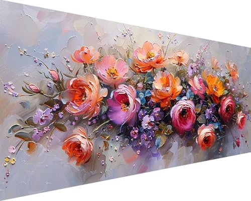 Malen Nach Zahlen Landschaft Malen Nach Zahlen Erwachsene Blume Paint by Numbers Kits mit 3 - Pinseln und Acrylfarben Handgemalt Ölgemälde Farbige Leinwand Set, Geschenke für Frauen 100x200cm k3-136 von BAIYAACO