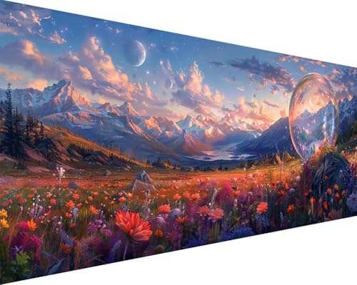 Malen Nach Zahlen Landschaft Malen Nach Zahlen Erwachsene Blume Paint by Numbers Kits mit 3 - Pinseln und Acrylfarben Handgemalt Ölgemälde Farbige Leinwand Set, Geschenke für Frauen 50x100cm i3-244 von BAIYAACO