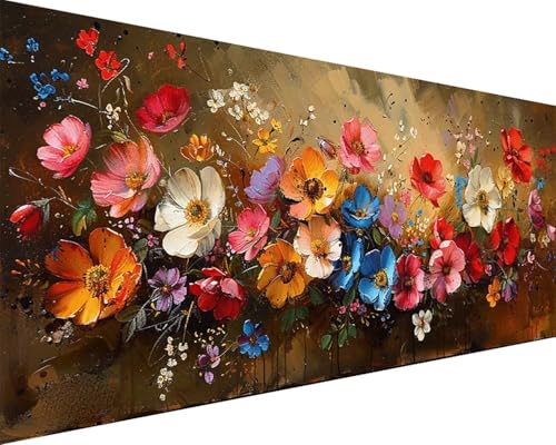 Malen Nach Zahlen Landschaft Malen Nach Zahlen Erwachsene Blume Paint by Numbers Kits mit 3 - Pinseln und Acrylfarben Handgemalt Ölgemälde Farbige Leinwand Set, Geschenke für Frauen 80x160cm p3-198 von BAIYAACO