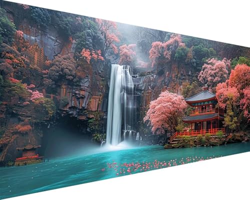 Malen Nach Zahlen Landschaft Malen Nach Zahlen Erwachsene Fallen Paint by Numbers Kits mit 3 - Pinseln und Acrylfarben Handgemalt Ölgemälde Farbige Leinwand Set, Geschenke für Frauen 100x200cm m3-75 von BAIYAACO