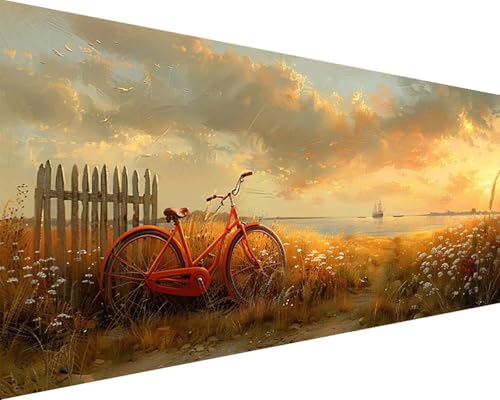 Malen Nach Zahlen Landschaft Malen Nach Zahlen Erwachsene Fallen Paint by Numbers Kits mit 3 - Pinseln und Acrylfarben Handgemalt Ölgemälde Farbige Leinwand Set, Geschenke für Frauen 50x100cm z3-23T von BAIYAACO