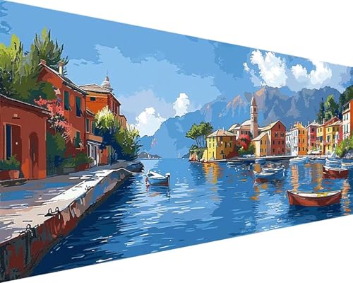 Malen Nach Zahlen Landschaft Malen Nach Zahlen Erwachsene Haus Paint by Numbers Kits mit 3 - Pinseln und Acrylfarben Handgemalt Ölgemälde Farbige Leinwand Set, Geschenke für Frauen 50x100cm e3-2Z Malen Nach Zahlen Landschaft Malen Nach Zahlen Erwachsene Haus Paint by Numbers Kits mit 3 - Pinseln und Acrylfarben Handgemalt Ölgemälde Farbige Leinwand Set, Geschenke für Frauen 50x100cm e3-2Z von BAIYAACO