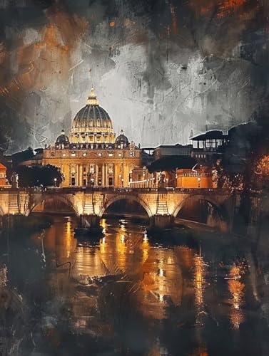 Malen Nach Zahlen Landschaft Malen Nach Zahlen Erwachsene Tempel Paint by Numbers Kits mit Pinseln und Acrylfarben Handgemalt Ölgemälde Farbige Leinwand Set, Zimmer Deko 40x50cm (ohne Rahmen) -e12T von BAIYAACO