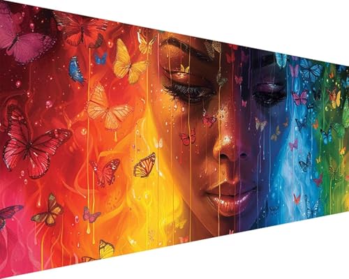 Malen Nach Zahlen Mädchen Malen Nach Zahlen Erwachsene Schmetterling Paint by Numbers Kits mit Pinseln und Acrylfarben Handgemalt Ölgemälde Farbige Leinwand Set, Geschenke für Frauen 100x200cm a3-16L von BAIYAACO