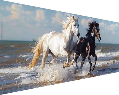 Malen Nach Zahlen Meer Malen Nach Zahlen Erwachsene Tier Paint by Numbers mit 3 Pinseln und Acrylfarben Handgemalt Ölgemälde Farbige Leinwand Set, Geschenke für Frauen, Zimmer Deko 50x100cm e3-24N von BAIYAACO