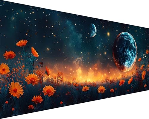 Malen Nach Zahlen Mond Malen Nach Zahlen Erwachsene Blume Paint by Numbers mit 3 Pinseln und Acrylfarben Handgemalt Ölgemälde Farbige Leinwand Set, Geschenke für Frauen, Zimmer Deko 80x160cm b3-216 von BAIYAACO
