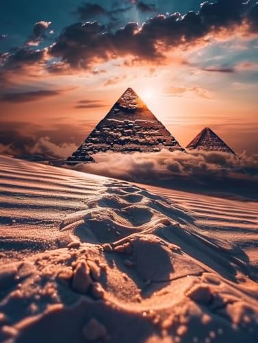 Malen Nach Zahlen Pyramide Malen Nach Zahlen Erwachsene Ägypten Paint by Numbers Kits mit 3 - Pinseln und Acrylfarben Handgemalt Ölgemälde Farbige Leinwand Set, Zimmer Deko 70x95cm (ohne Rahmen) -u83 von BAIYAACO