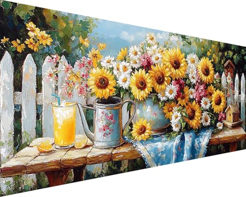 Malen Nach Zahlen Sonnenblume Malen Nach Zahlen Erwachsene Blume Paint by Numbers Kits mit 3 - Pinseln und Acrylfarben Handgemalt Ölgemälde Farbige Leinwand Set, Geschenke für Frauen 80x160cm t3-21J Malen Nach Zahlen Sonnenblume Malen Nach Zahlen Erwachsene Blume Paint by Numbers Kits mit 3 - Pinseln und Acrylfarben Handgemalt Ölgemälde Farbige Leinwand Set, Geschenke für Frauen 80x160cm t3-21J von BAIYAACO