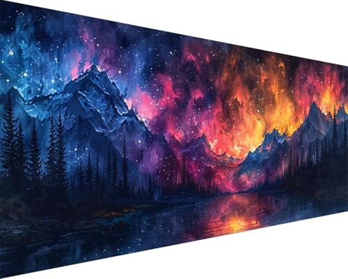 Malen Nach Zahlen Sternenhimmel Malen Nach Zahlen Erwachsene Landschaft Paint by Numbers Kits mit 3 - Pinseln und Acrylfarben Handgemalt Ölgemälde Farbige Leinwand Set, Zimmer Deko 100x200cm c3-289 von BAIYAACO