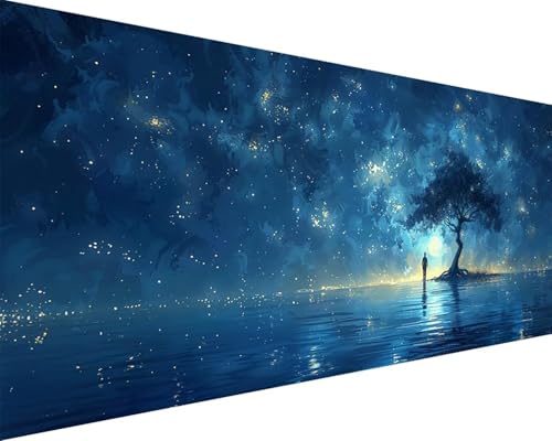 Malen Nach Zahlen Sternenhimmel Malen Nach Zahlen Erwachsene Landschaft Paint by Numbers Kits mit 3 - Pinseln und Acrylfarben Handgemalt Ölgemälde Farbige Leinwand Set, Zimmer Deko 50x100cm i3-18A von BAIYAACO