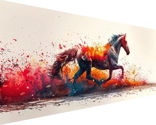 Malen Nach Zahlen Tier Malen Nach Zahlen Erwachsene Pferd Paint by Numbers mit 3 Pinseln und Acrylfarben Handgemalt Ölgemälde Farbige Leinwand Set, Geschenke für Frauen, Zimmer Deko 80x160cm l3-15T von BAIYAACO