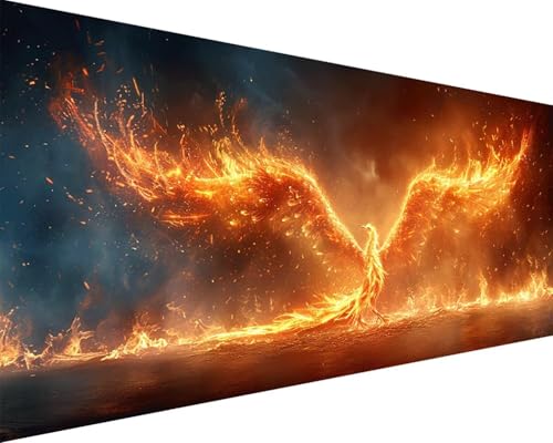 Malen Nach Zahlen Tier Malen Nach Zahlen Erwachsene Phönix Paint by Numbers mit 3 Pinseln und Acrylfarben Handgemalt Ölgemälde Farbige Leinwand Set, Geschenke für Frauen, Zimmer Deko 100x200cm r3-157 von BAIYAACO