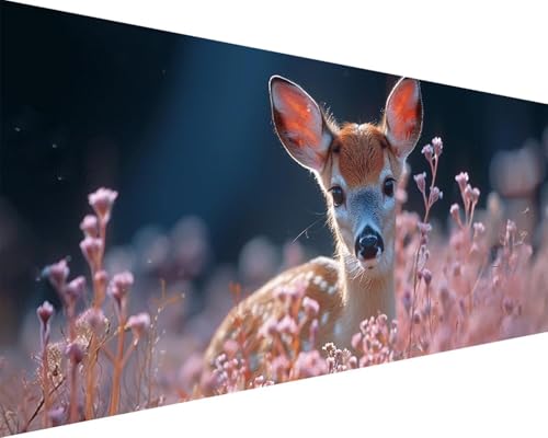 Malen Nach Zahlen Tier Malen Nach Zahlen Erwachsene Reh Paint by Numbers Kits mit 3 Pinseln und Acrylfarben Handgemalt Ölgemälde Farbige Leinwand Set, Geschenke für Frauen, Zimmer Deko80x160cm v3-158 von BAIYAACO
