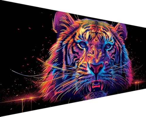 Malen Nach Zahlen Tier Malen Nach Zahlen Erwachsene Tiger Paint by Numbers Kits mit 3 Pinseln und Acrylfarben Handgemalt Ölgemälde Farbige Leinwand Set, Geschenke für Frauen, Zimmer Deko40x80cm k3-77 von BAIYAACO