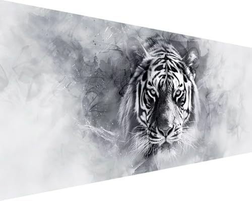 Malen Nach Zahlen Tier Malen Nach Zahlen Erwachsene Tiger Paint by Numbers mit 3 Pinseln und Acrylfarben Handgemalt Ölgemälde Farbige Leinwand Set, Geschenke für Frauen, Zimmer Deko 50x100cm z3-5T von BAIYAACO