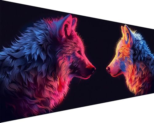Malen Nach Zahlen Tier Malen Nach Zahlen Erwachsene Wolf Paint by Numbers Kits mit 3 Pinseln und Acrylfarben Handgemalt Ölgemälde Farbige Leinwand Set, Geschenke für Frauen, Zimmer Deko40x80cm g3-22I von BAIYAACO