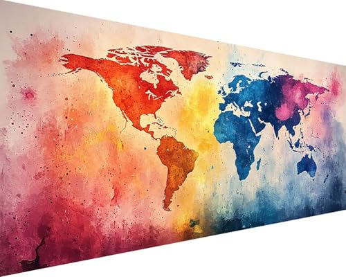 Malen Nach Zahlen Weltkarte Malen Nach Zahlen Erwachsene Karte Paint by Numbers Kits mit 3 - Pinseln und Acrylfarben Handgemalt Ölgemälde Farbige Leinwand Set, Geschenke für Frauen 50x100cm l3-14N Malen Nach Zahlen Weltkarte Malen Nach Zahlen Erwachsene Karte Paint by Numbers Kits mit 3 - Pinseln und Acrylfarben Handgemalt Ölgemälde Farbige Leinwand Set, Geschenke für Frauen 50x100cm l3-14N von BAIYAACO