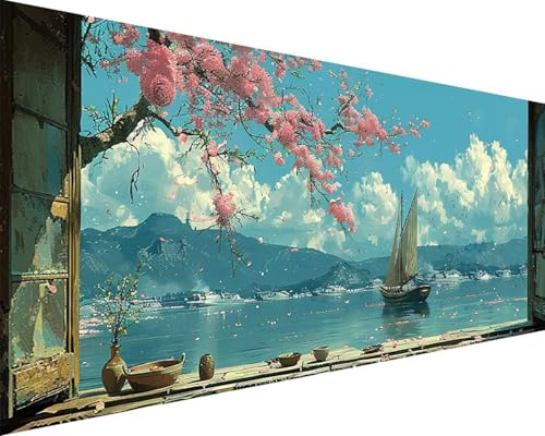 Malen Nach Zahlen Wolke Malen Nach Zahlen Erwachsene Boot Paint by Numbers mit 3 Pinseln und Acrylfarben Handgemalt Ölgemälde Farbige Leinwand Set, Geschenke für Frauen, Zimmer Deko 100x200cm u3-133 von BAIYAACO