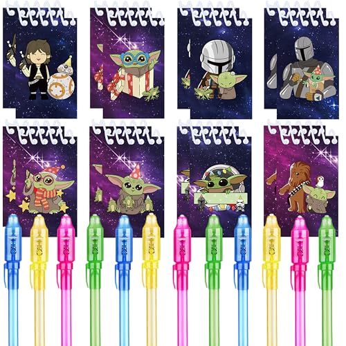 24-teilige Yoda Party Geschenke, 12 UV unsichtbar und 12 Yoda Notizbuch, Yoda Geburtstag Geschenke für Kinder von REAGAR