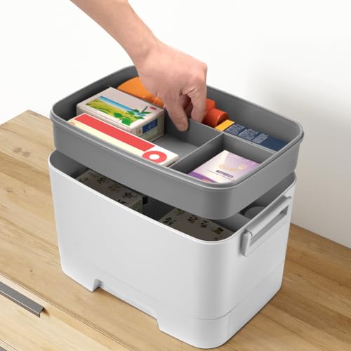 BAKAJI Mehrzweck-Aufbewahrungsbox für Medikamente, tragbarer medizinischer Organizer, Erste Hilfe, multifunktionaler medizinischer Koffer mit Fächern, ideal für Medizin, Kunst und Basteln, Nähen BAKAJI Mehrzweck-Aufbewahrungsbox für Medikamente, tragbarer medizinischer Organizer, Erste Hilfe, multifunktionaler medizinischer Koffer mit Fächern, ideal für Medizin, Kunst und Basteln, Nähen von BAKAJI