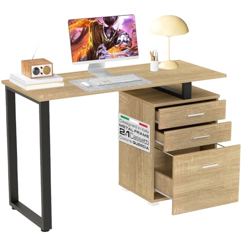 BAKAJI Schreibtisch mit Kommode Tischtür PC Computer Stahl Holz Licht Eiche BAKAJI Schreibtisch mit Kommode Tischtür PC Computer Stahl Holz Licht Eiche von BAKAJI