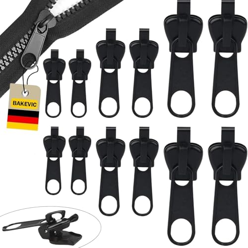 BAKEVIC Reißverschluss Zipper, 12 Stück Ersatzteile Reißverschluss Zipper,Zipper Pull, Abnehmbares Zipper Pull, Reißverschluss Ersatz, für Geldbörse, Kleider, Koffer von BAKEVIC