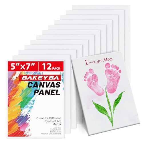 BAKEYBA 12 Stück 12,7 x 17,8 cm Malleinwand für Kinder, weiß, blanko, 100 % Baumwolle, grundiert, Malereibedarf BAKEYBA 12 Stück 12,7 x 17,8 cm Malleinwand für Kinder, weiß, blanko, 100 % Baumwolle, grundiert, Malereibedarf von BAKEYBA