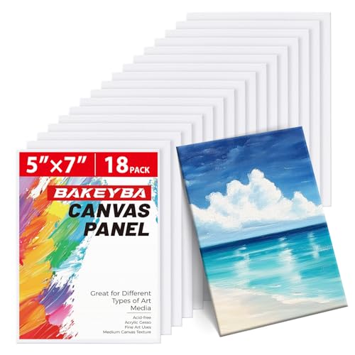 BAKEYBA 18 Stück 12,7 x 17,8 cm große Leinwände für Kinder, Malerei, 100 % Baumwolle, weiß, blanko für Acryl, Öl, Aquarellfarbe BAKEYBA 18 Stück 12,7 x 17,8 cm große Leinwände für Kinder, Malerei, 100 % Baumwolle, weiß, blanko für Acryl, Öl, Aquarellfarbe von BAKEYBA