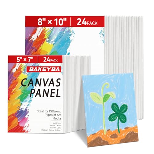 BAKEYBA Leinwandtafeln, 12,7 x 17,8 cm, 20,3 x 25,4 cm, 48 Stück, kleine Malleinwände für Kinder, 100 % Baumwolle, grundiert für Anfänger, Acrylfarbe BAKEYBA Leinwandtafeln, 12,7 x 17,8 cm, 20,3 x 25,4 cm, 48 Stück, kleine Malleinwände für Kinder, 100 % Baumwolle, grundiert für Anfänger, Acrylfarbe von BAKEYBA