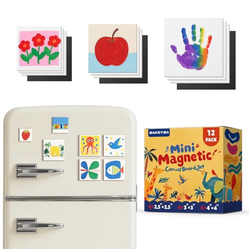 Magnetische Mini-Leinwand, 6,3 x 6,3 cm, 7,6 x 7,6 cm, 10,2 x 10,2 cm, kleine quadratische flache Leinwand mit Magnetrückseite, Geschenkset, Großpackung, winzige dünne Leinwände für Acrylmalerei und Magnetische Mini-Leinwand, 6,3 x 6,3 cm, 7,6 x 7,6 cm, 10,2 x 10,2 cm, kleine quadratische flache Leinwand mit Magnetrückseite, Geschenkset, Großpackung, winzige dünne Leinwände für Acrylmalerei und von BAKEYBA