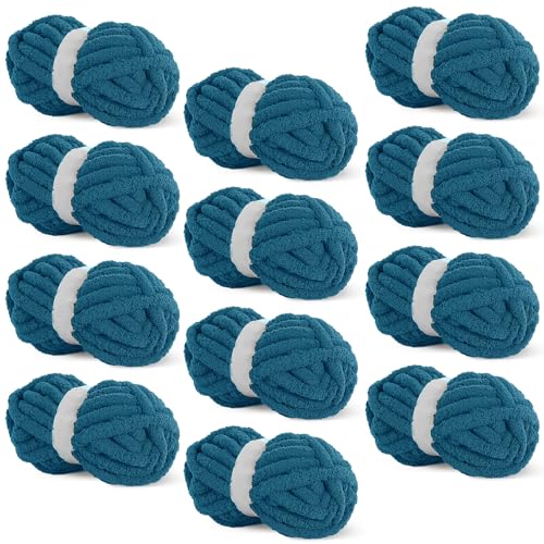 BALAPET 12 Stück grobes Chenille-Garn zum Häkeln und Stricken, 27 m, je Knäuel, weiches, flauschiges Kitting-Garn-Set, dickes Samt-Plüschgarn für Handarbeiten, Weben, Decken von BALAPET