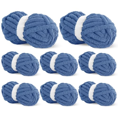BALAPET Grobes Chenille-Garn zum Häkeln und Stricken, 27 m, je Knäuel, weiches, flauschiges Kitting-Garn-Set, dickes Samt-Plüschgarn für Handarbeiten, Weben, Decken, 8 Stück, Dorfblau BALAPET Grobes Chenille-Garn zum Häkeln und Stricken, 27 m, je Knäuel, weiches, flauschiges Kitting-Garn-Set, dickes Samt-Plüschgarn für Handarbeiten, Weben, Decken, 8 Stück, Dorfblau von BALAPET