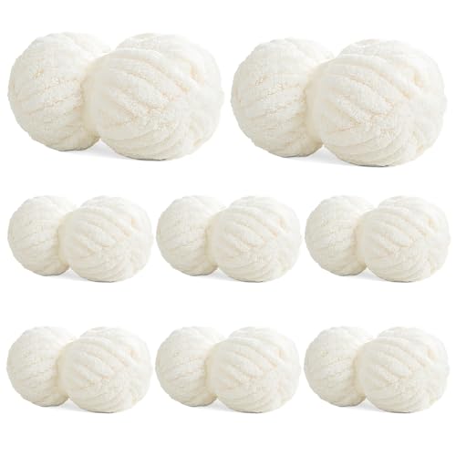 Grobes Chenille-Garn zum Häkeln und Stricken, 29,5 m, je Knäuel, weiches, flauschiges Kitting-Set, dickes Samt-Plüschgarn für Handarbeiten, Weben, Decken, 8 Stück von BALAPET