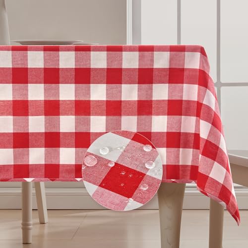 BALCONY & FALCON Rechteck Karierte doppelseitige nutzbare Tischdecken knitterfrei Gingham Wasserabweisende auslaufsichere und waschbare Tischdecke zum Essen Camping Picknick Party, Rot 145 × 300 cm BALCONY & FALCON Rechteck Karierte doppelseitige nutzbare Tischdecken knitterfrei Gingham Wasserabweisende auslaufsichere und waschbare Tischdecke zum Essen Camping Picknick Party, Rot 145 × 300 cm von BALCONY & FALCON