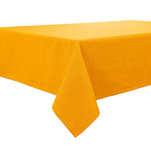 BALCONY & FALCON Tischdecke Leinenoptik Rechteckige Leinen Fleckschutz Pflegeleicht Tischtuch Tischwäsche Eckig für Drinnen, Draußen, Garten, Restaurant und Dekoration Goldgelb-Dick 140 × 240 cm von BALCONY & FALCON