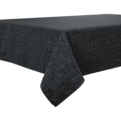 BALCONY & FALCON Tischdecke Leinenoptik Rechteckige Leinen Fleckschutz Pflegeleicht Tischtuch Tischwäsche Eckig für Drinnen, Draußen, Garten, Restaurant und Dekoration Schwarzgrau 140 × 180 cm von BALCONY & FALCON
