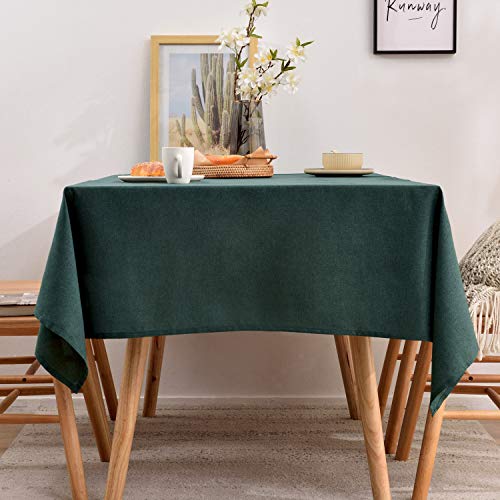 BALCONY & FALCON Tischdecke Leinenoptik Rechteckige Tischdecke Leinen Fleckschutz Pflegeleicht Tischtuch Tischwäsche für Drinnen, Draußen, Garten, Restaurant und Dekoration Dunkelgrün 140 x 240 cm von BALCONY & FALCON