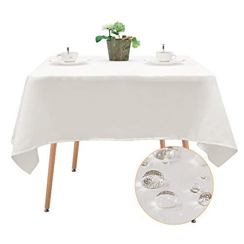 BALCONY & FALCON Tischdecke Eckig Wasserdicht Tischdecke Leinenoptik Tischtuch abwaschbar Tischtuch Leinen Tischläufer Tischwäsche Eckig rechteckig (Weiß, 140 x 140 cm) von BALCONY & FALCON