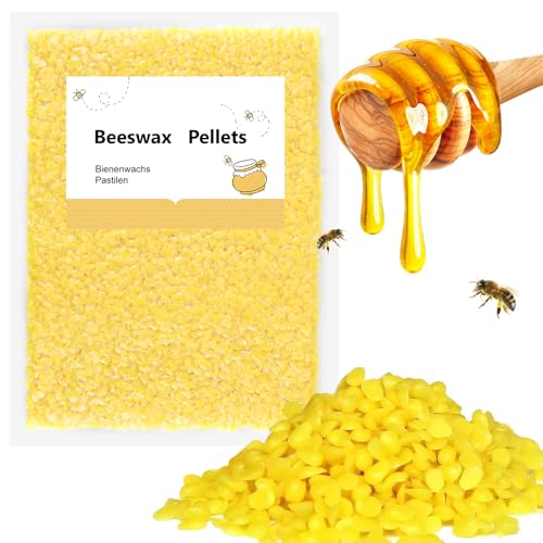 BALFER 100% Reine Bienenwachs Pastillen 450g, für Kosmetik, Kerzen, Cremes, Salben, Seifen, Bienenwachstücher, Kerzenherstellung und Leder-/Holzpflege, Granulat Gelb von BALFER