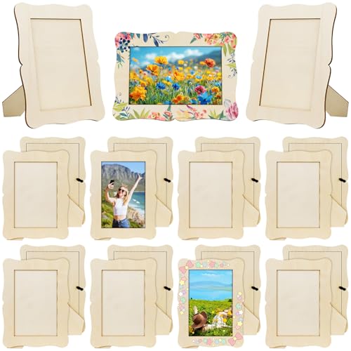 20 Stück Holz-Bilderrahmen zum Basteln, unlackierte Holz-Bilderrahmen, Großpackung 10,2 x 15,2 cm, stehende Bilderrahmen für Bastelarbeiten, Malerei, Kunstprojekte, Holzdekoration, Vatertagsgeschenk von BALLMENT