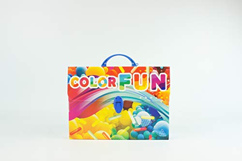 Favorit Koffer mit Aufdruck Color Fun Gelb aus bedrucktem Polypropylen, Format 37,5 x 27 cm, Rücken 8 cm, abgerundeter Griff und einem Verschluss von BALMAR 2000