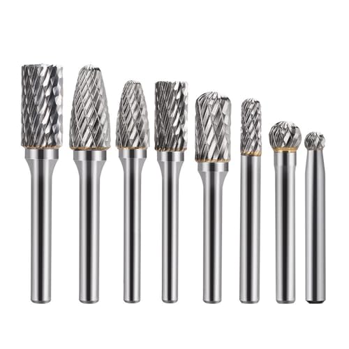 8 Stück Frässtift 6mm Schaft Hartmetall-Frässtifte Rotationsfräser-Set für Holzbearbeitung Schneidschleifer Metallschnitzen Gravieren und Bohren von BALUGAEA